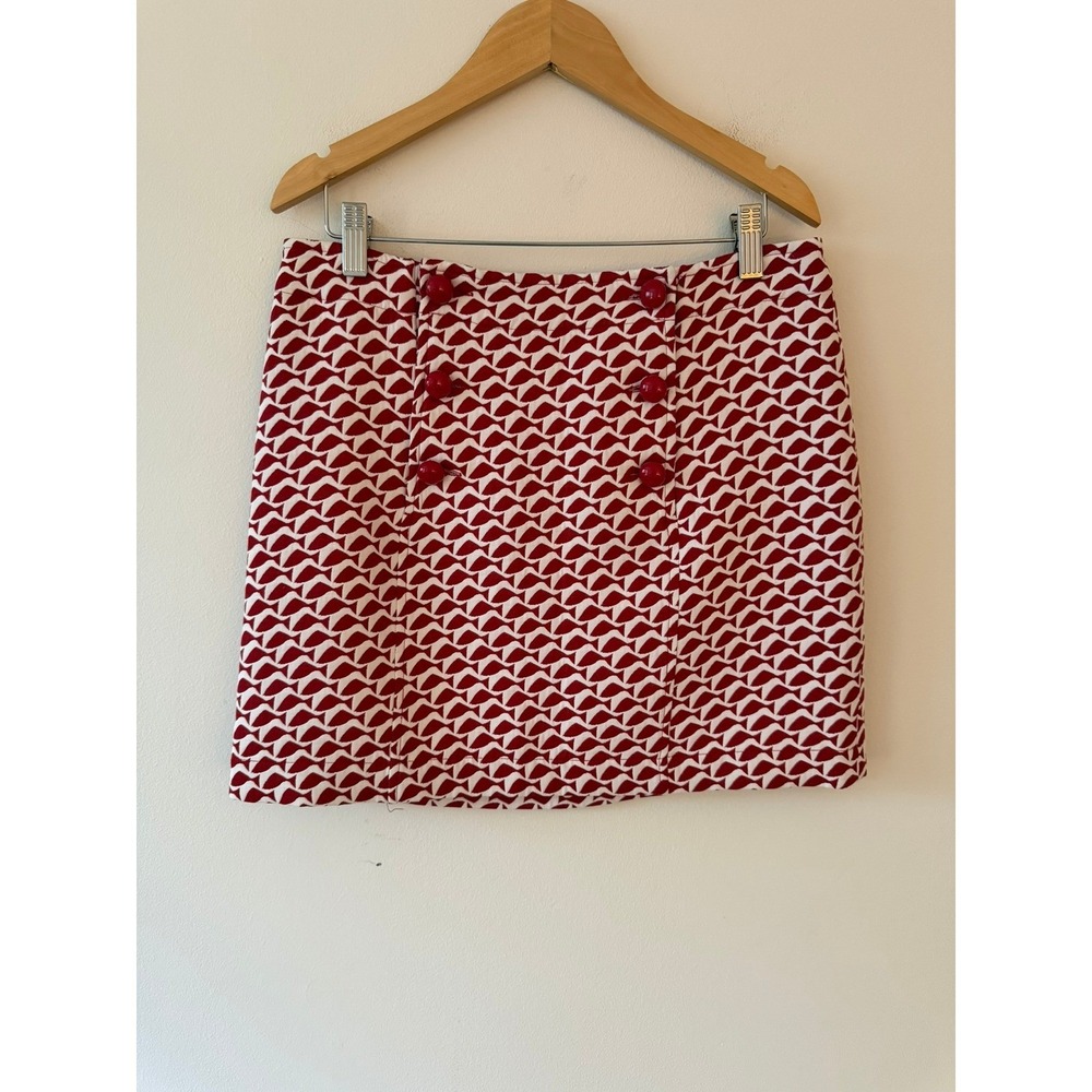 NWT Vineyard Vines Geo Fish Jacquard Skirt Red Claret Size 4